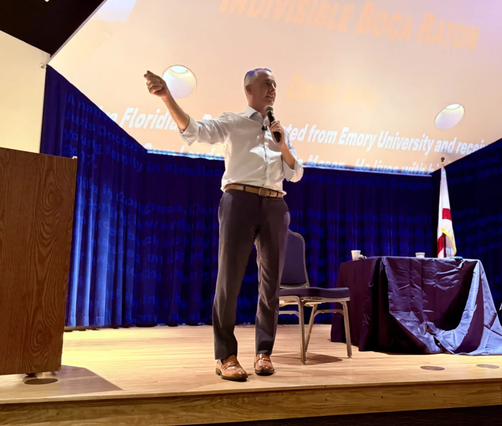 Democratic gubernatorial candidate and former congressman David Jolly courted potential voters in Palm Beach County